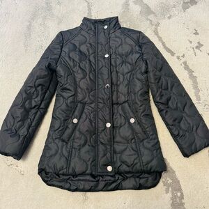 Black Quilted Jacket with Silver Buttons- 6/6x toddler girls